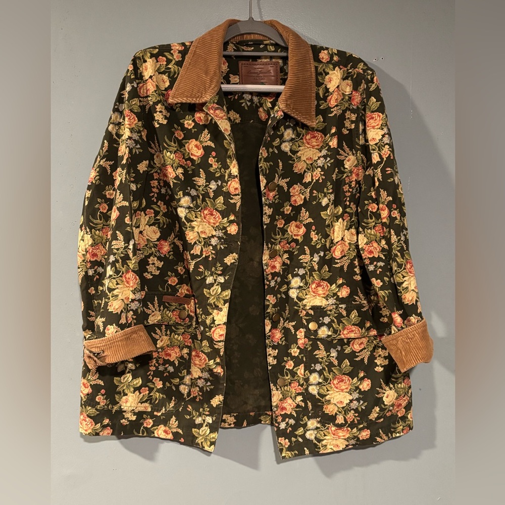 Women’s Vintage Lauren Jeans Co. Ralph Lauren Floral Canvas Chore Jacket Sz 1X
